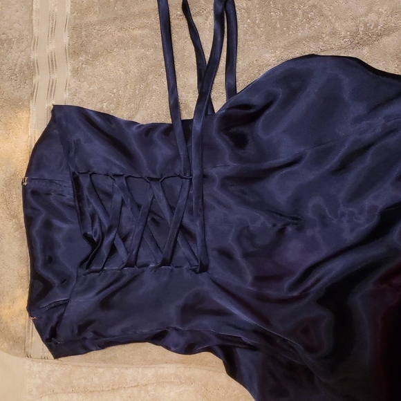 Dark Blue Dress with Sparkling Rose Outlines - Picture 6 of 11